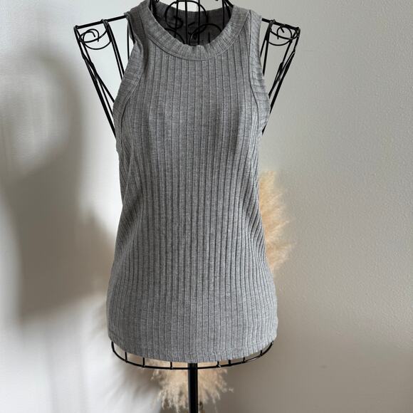 Free People Movement Blissed Out Gray Ribbed Racerback Tank Small - Picture 3 of 10
